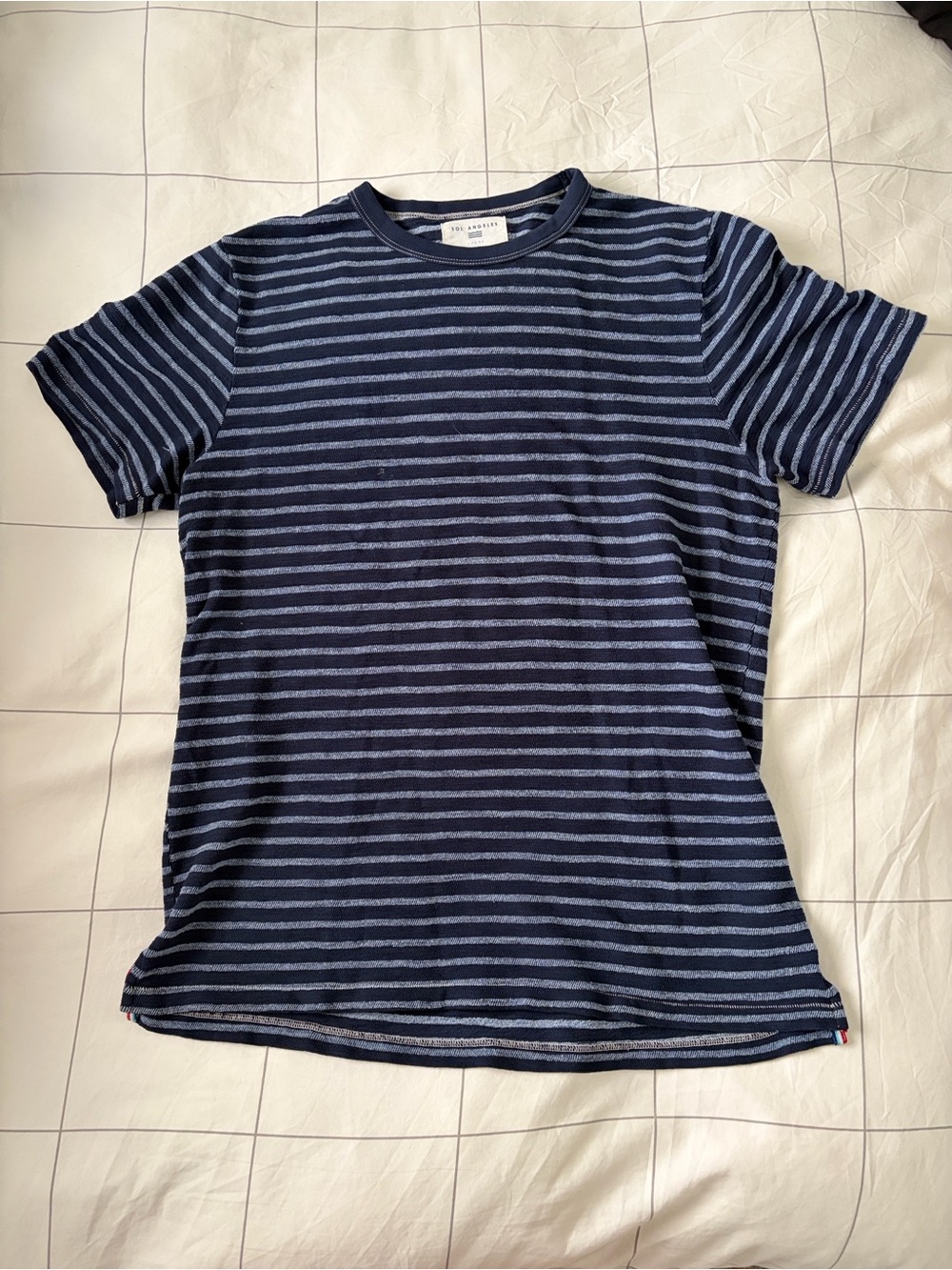 Sol Angeles Navy and Light Blue Horizontal Stripe Tee